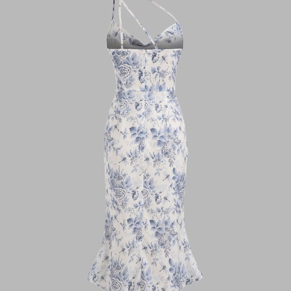 Cider Floral & Dragonfly Cowl Neck Midi Dress in XS - Picture 3 of 5